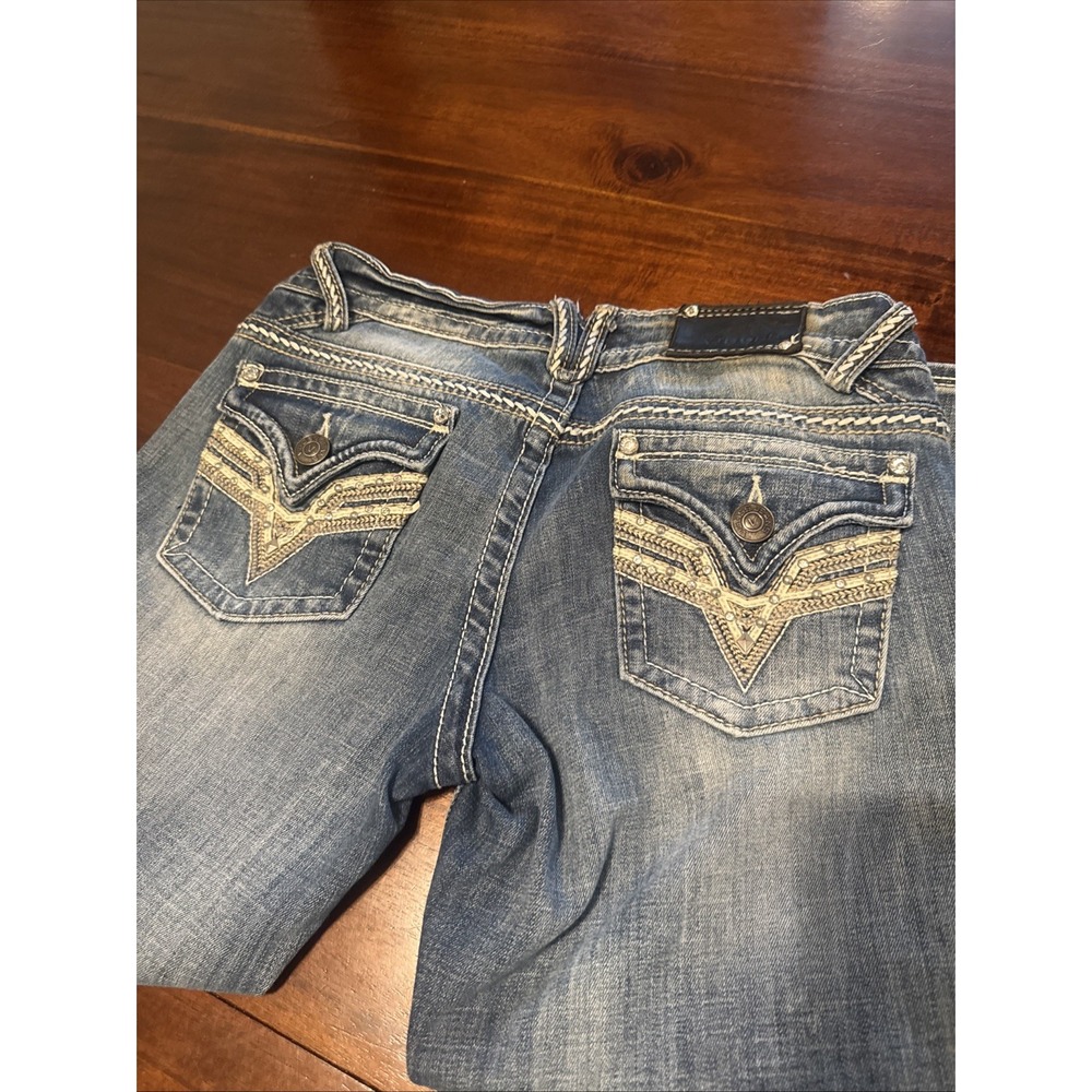 Vigoss Girls Jeans Size 7 Length 21 Distressed Bootcut‎ Embroidered Pockets